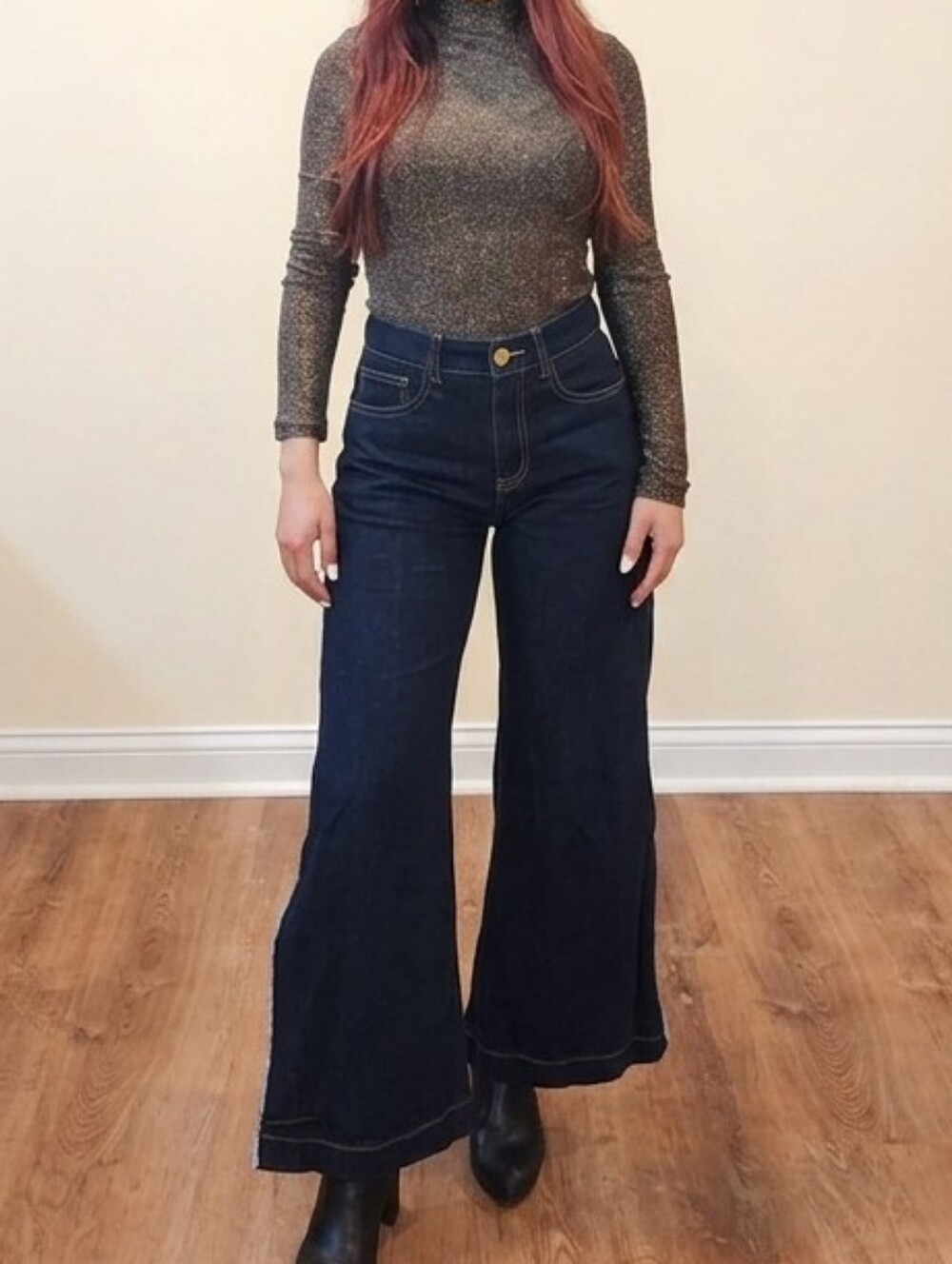 ELA Dark Indigo Wide-Leg Jeans